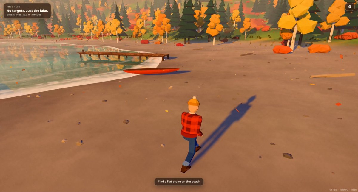 Rock skipping game made with Three.js and Opus 5.5.